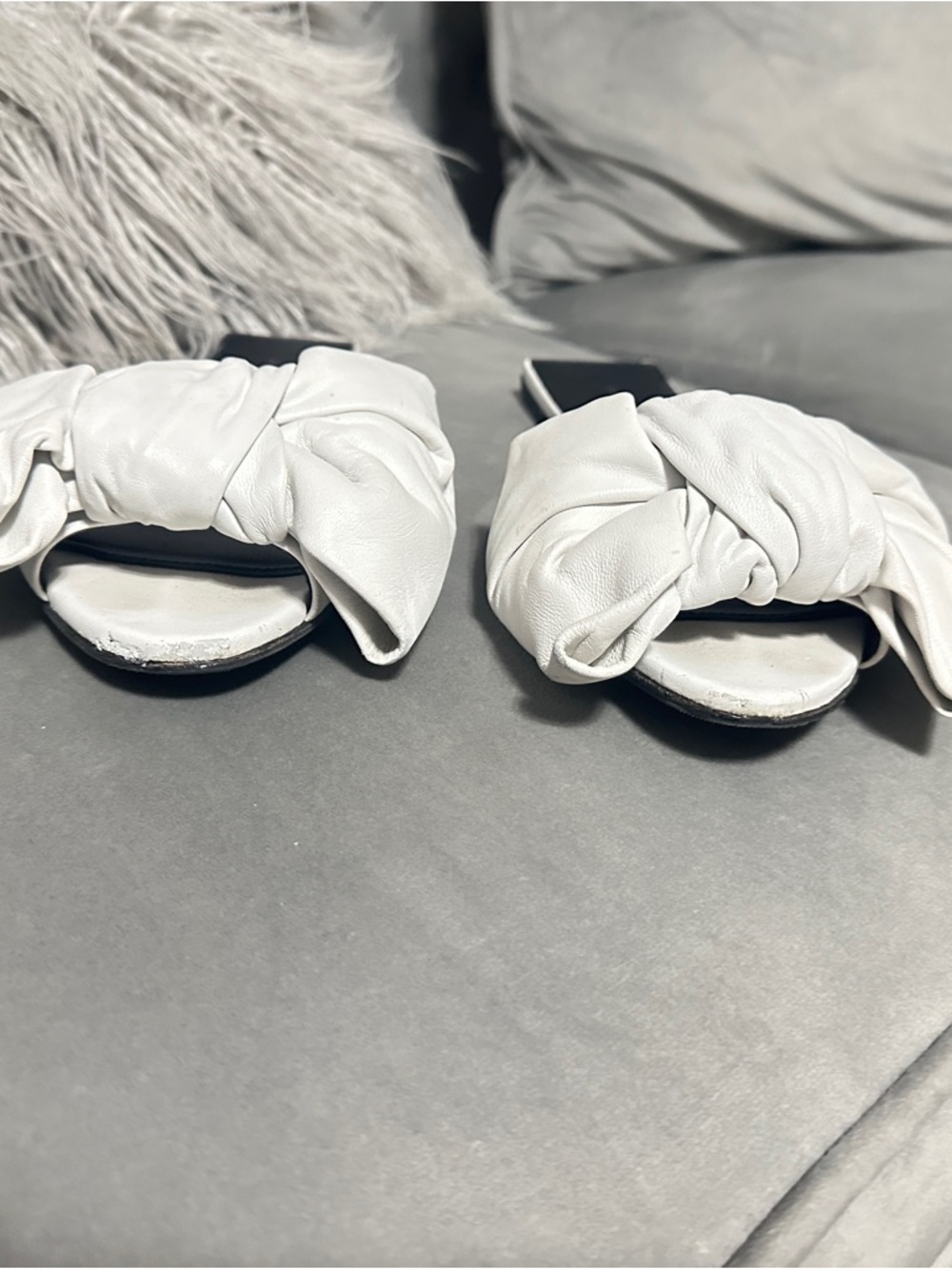 Balenciaga White Bow Nappa Leather Slide Mules 38.5 - Picture 13 of 16